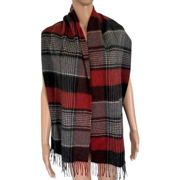 Johnstons of Elgin 100% Cashmere Tartan Scarf Made in Scotland Plaid Fringe - Picture 1 of 5